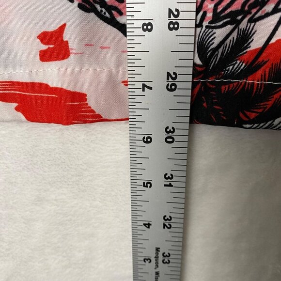 Han Ton Hawaiian Shirt Men Size XL Button Front Cotton Blend Palm Trees Red FLAW - Picture 9 of 10